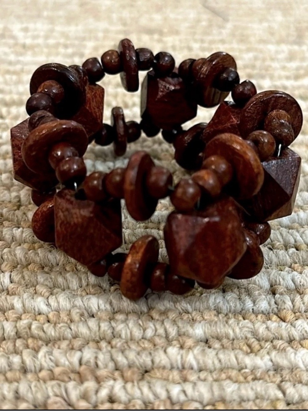 Set of 10 NEW Wood Bead Napkin Rings